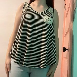 Flowy black and white stripped tank top